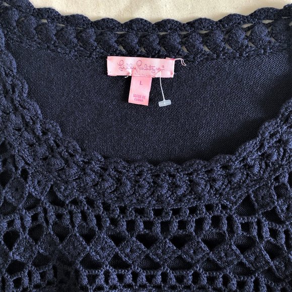 🌸host pick🌸 Lilly Pulitzer Karina merino wool sweater dress, crochet sleeves - Picture 12 of 16